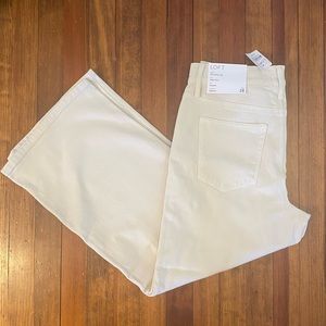 Loft cream wide leg crop pants